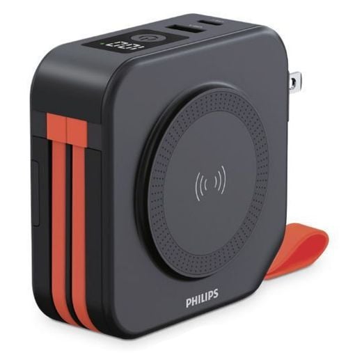 Εικόνα της Power Bank Philips Magnetic Wireless με Ενσωματωμένα Καλώδια 10000mAh 22.5W Black DLP4347CB/GRS