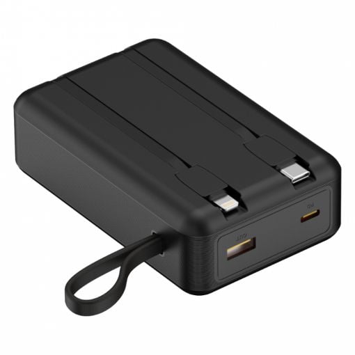 Εικόνα της Power Bank Crystal Audio Audio USB-A/USB-C 20000mAh με Ενσωματωμένο Καλώδιο USB-C 65W Black PBK9