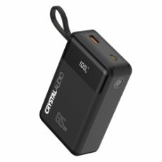 Εικόνα της Power Bank Crystal Audio Audio USB-A/USB-C 20000mAh με Ενσωματωμένο Καλώδιο USB-C 65W Black PBK9