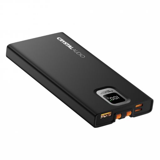 Εικόνα της Power Bank Crystal Audio USB-A/USB-C 10000mAh με Ενσωματωμένο Καλώδιο USB-C 20W Black PBK8