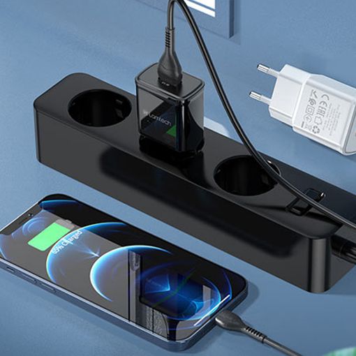 Εικόνα της Φορτιστής Lamtech USB-A QC3.0 18W με Καλώδιο Lightning 1m Black LAM020151