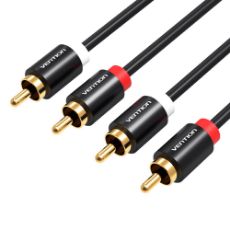 Εικόνα της Καλώδιο Vention Metal Type 2xRCA to 2xRCA 1m Black VAB-R06-B100