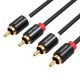 Εικόνα της Καλώδιο Vention Metal Type 2xRCA to 2xRCA 2m Black VAB-R06-B200