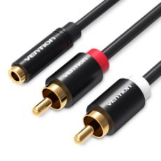 Εικόνα της Adapter Vention Metal Type 3.5mm Female to 2x RCA Male 1.5m Black VAB-R01-B150