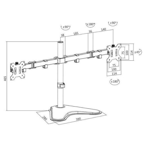Εικόνα της Dual Monitor Desk Stand Logilink for Monitors 13"-23" Tilt / Swivel / Rotate Black BP0045