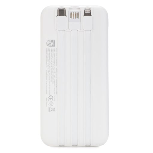 Εικόνα της Power Bank Philips 2x USB-C/USB-A & Eνσωματωμένα Kαλώδια 10000mAh 22.5W White DLP1922CW/GRS