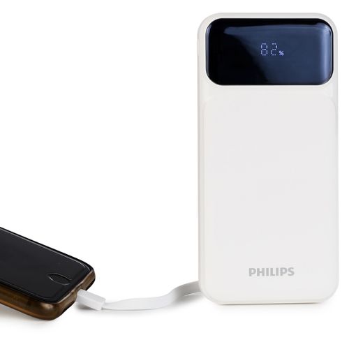 Εικόνα της Power Bank Philips 2x USB-C/USB-A & Eνσωματωμένα Kαλώδια 10000mAh 22.5W White DLP1922CW/GRS