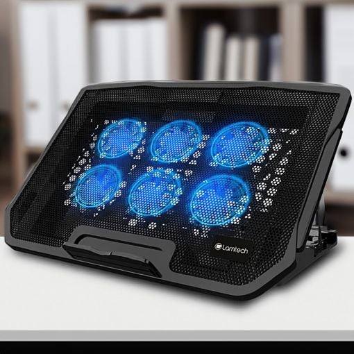Εικόνα της Βάση Laptop Lamtech Colling Flexi με Ανεμιστήρες και Φωτισμό LAM021523