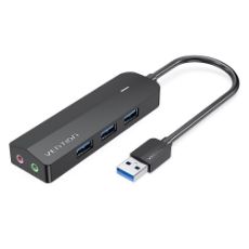 Εικόνα της USB Hub Vention 3-Port USB 3.0 & Sound Card 0.15m Black CHIBB