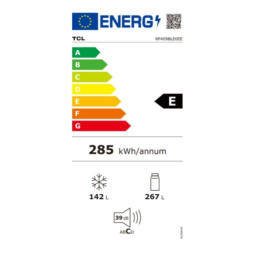 Εικόνα της Ψυγειοκαταψύκτης TCL RP409BLE0EE 409lt Total No Frost Light Grey Inox