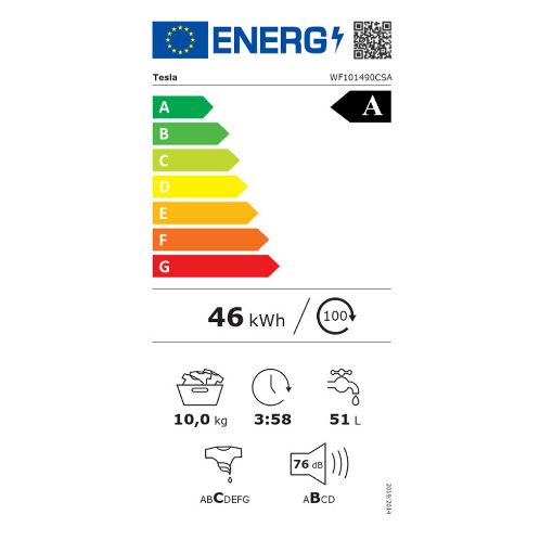 Εικόνα της Πλυντήριο Ρούχων Tesla WF101490CSA 10KG 1400 Στροφών Black