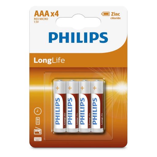 Εικόνα της Μπαταρίες Zinc Philips LongLife AAA 1.5V 4τμχ R03L4B/GRS