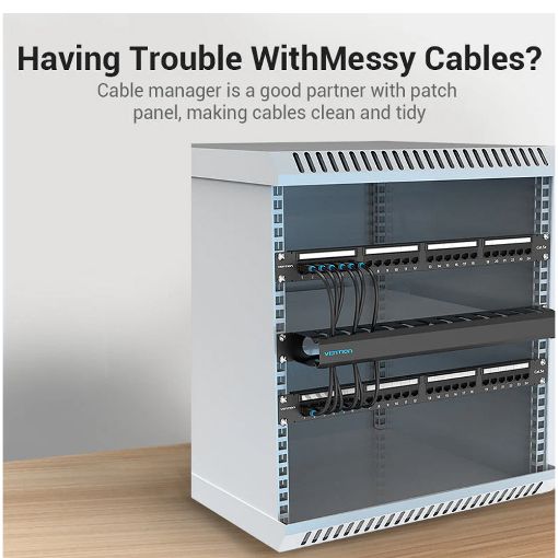 Εικόνα της Cable Manager Vention 24 U Black KHAB0