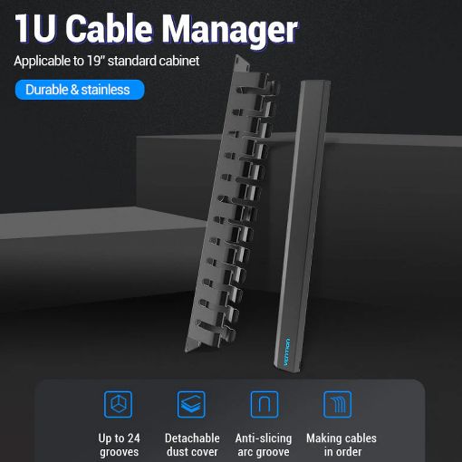 Εικόνα της Cable Manager Vention 24 U Black KHAB0