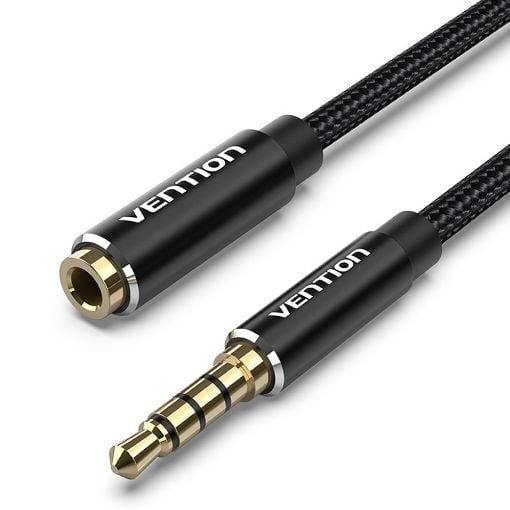 Εικόνα της Καλώδιο Επέκτασης Vention 3.5mm Male to 3.5mm Female Braided 1m Black BHCBF