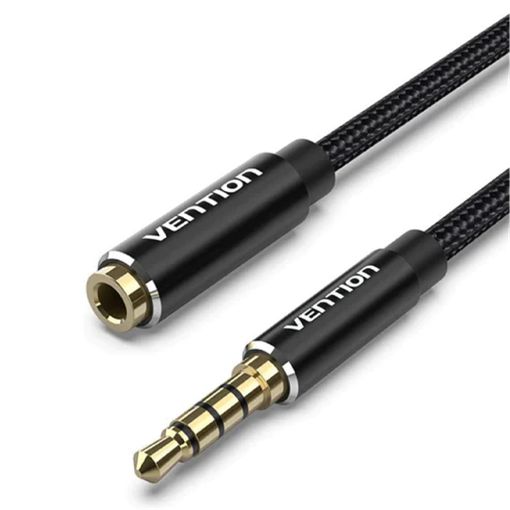 Εικόνα της Καλώδιο Επέκτασης Vention 3.5mm Male to 3.5mm Female Braided 2m Black BHCBH