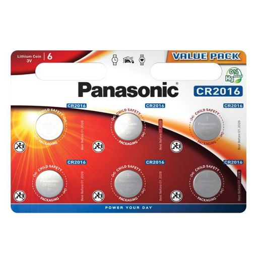 Εικόνα της Μπαταρίες Λιθίου Panasonic CR2016 3V 90mAh 6τμχ