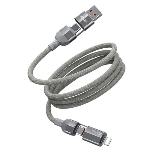 Εικόνα της Καλώδιο WK 4-in-1 USB-A & USB-C to Lightning & USB-C 240W 1m Gray WDC-48