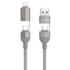 Εικόνα της Καλώδιο WK 4-in-1 USB-A & USB-C to Lightning & USB-C 240W 1m Gray WDC-48