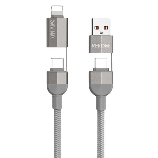 Εικόνα της Καλώδιο WK 4-in-1 USB-A & USB-C to Lightning & USB-C 240W 1m Gray WDC-48