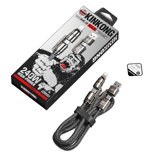 Εικόνα της Καλώδιο WK 4-in-1 USB-A & USB-C to Lightning & USB-C 240W 1m Dark Grey WDC-50