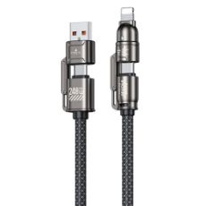 Εικόνα της Καλώδιο WK 4-in-1 USB-A & USB-C to Lightning & USB-C 240W 1m Dark Grey WDC-50