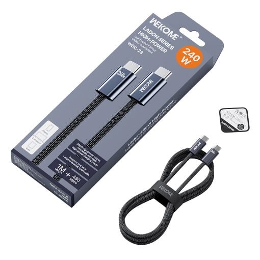 Εικόνα της Καλώδιο WK USB-C to USB-C 240W 1m Black WDC-23