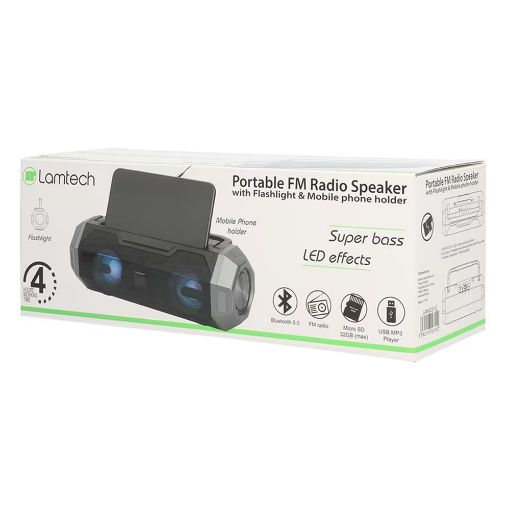 Εικόνα της Ηχείο Lamtech Bluetooth με Ραδιόφωνο 12W Black LAM023152
