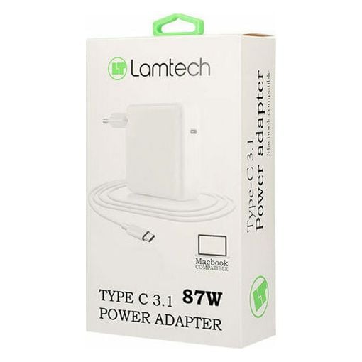 Εικόνα της Φορτιστής Lamtech USB-C με Καλώδιο USB-C 2m 87W White LAM023510