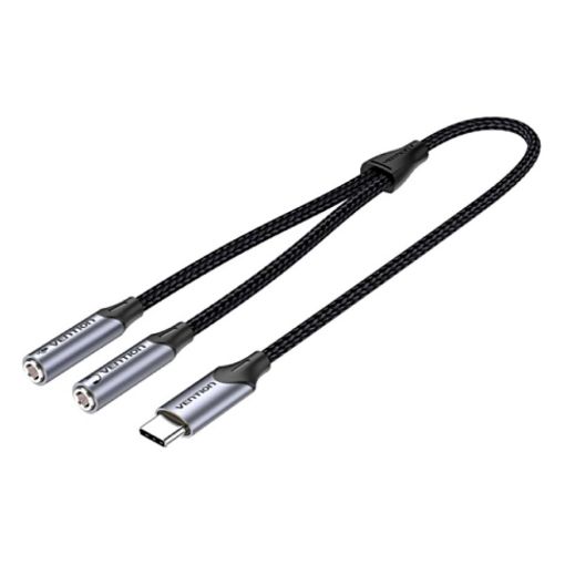 Εικόνα της Adapter Vention USB-C Male to TRS Audio & Mic Splitter Female 0.3m Gray BGPHY