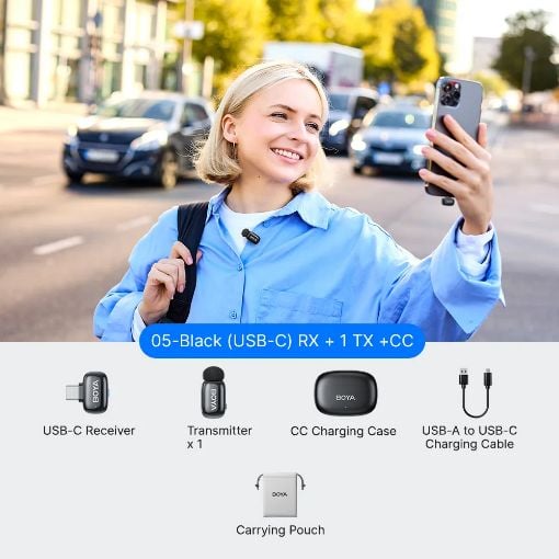 Εικόνα της Boya Mini 2 USB-C & Lightning 2mics & Charging Box Black