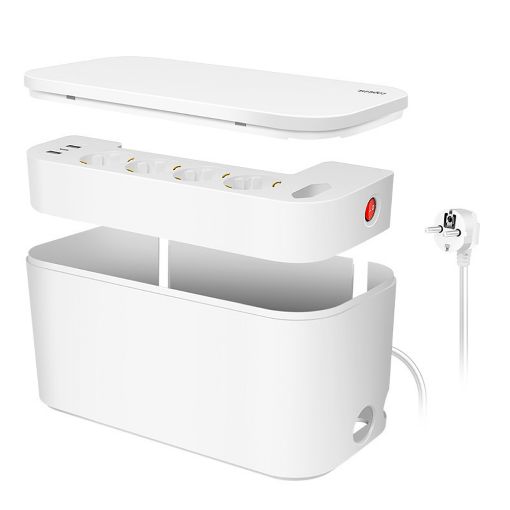 Εικόνα της Πολύπριζο Logilink 5 Θέσεων με 2x USB-A & 1x USB-C και Κουτί Οργάνωσης Καλωδίων Λευκό LPS281U