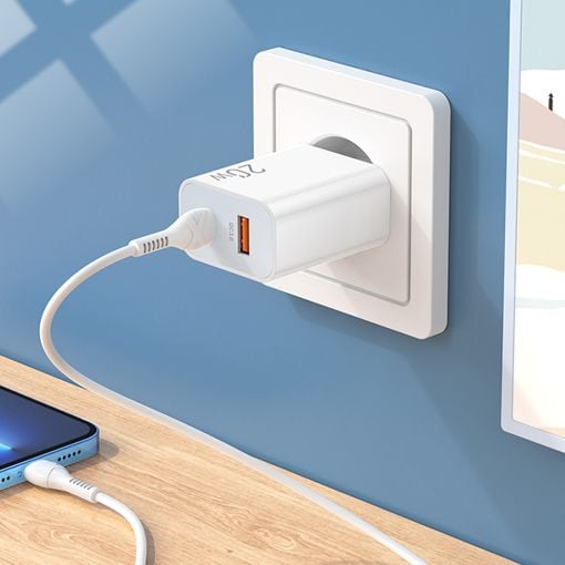 Εικόνα της Φορτιστής Lamtech USB-A QC3.0 & USB-C PD 20W White LAM023527