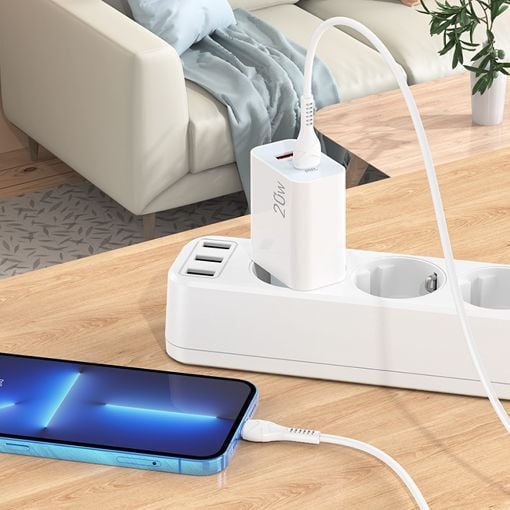 Εικόνα της Φορτιστής Lamtech USB-A QC3.0 & USB-C PD 20W White LAM023527