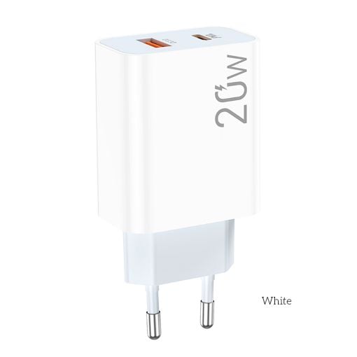 Εικόνα της Φορτιστής Lamtech USB-A QC3.0 & USB-C PD 20W White LAM023527