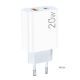 Εικόνα της Φορτιστής Lamtech USB-A QC3.0 & USB-C PD 20W White LAM023527