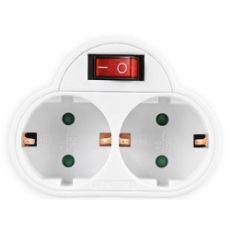 Εικόνα της Πολύπριζο Ταφ Lamtech 2 Θέσεων με Διακόπτη Λευκό LAM023817