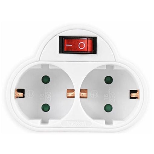 Εικόνα της Πολύπριζο Ταφ Lamtech 2 Θέσεων με Διακόπτη Λευκό LAM023817
