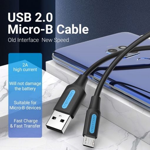 Εικόνα της Καλώδιο Vention USB-A to Micro USB-B 3m Black COLBI