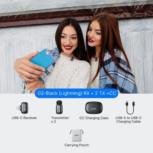 Εικόνα της Boya Mini 2 Lightning 2mics & Charging Box Black