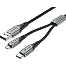 Εικόνα της Καλώδιο Vention USB-A Male to USB-C & Micro-B Male 1m Gray CQGHF