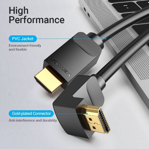 Εικόνα της Καλώδιο Vention HDMI to HDMI Right Angle Cable 270° 3m Black AAQBI