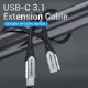 Εικόνα της Καλώδιο Επέκτασης Vention USB-C Male to USB-C Female Braided 1m Gray TABHF