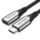 Εικόνα της Καλώδιο Επέκτασης Vention USB-C Male to USB-C Female Braided 1m Gray TABHF