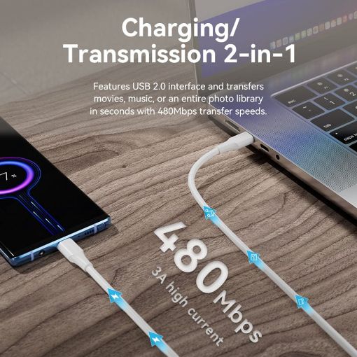 Εικόνα της Καλώδιο Vention USB-C Male to USB-C Male 0.5m White TAXWD