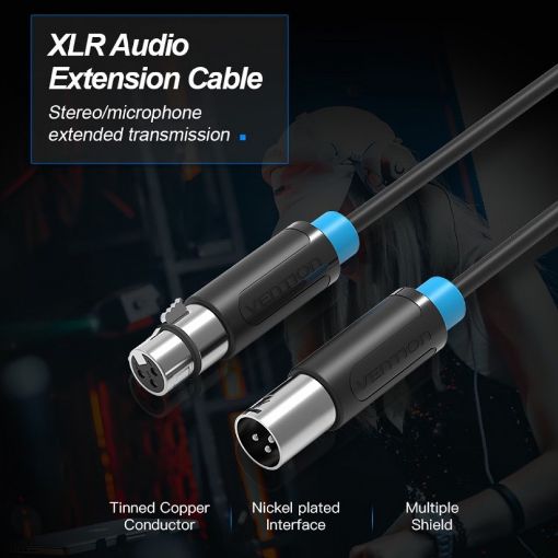 Εικόνα της Καλώδιο Επέκτασης Vention XLR Male to XLR Female 1m Black BBFBF