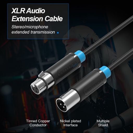 Εικόνα της Καλώδιο Επέκτασης Vention XLR Male to XLR Female 1.5m Black BBFBG