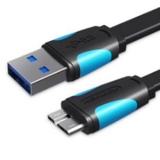Εικόνα της Καλώδιο Vention Flat USB-A to Micro USB 3.0 0.25m Black VAS-A12-B025