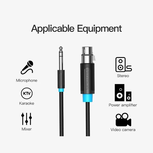 Εικόνα της Καλώδιο Vention 6.5mm Male to XLR Female 1m Black BBEBF