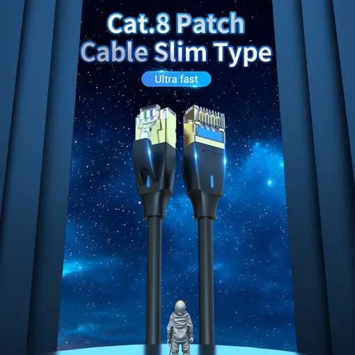Εικόνα της Καλώδιο Δικτύου Vention S/FTP Round CAT.8 Slim 1.5m Black IKIBG